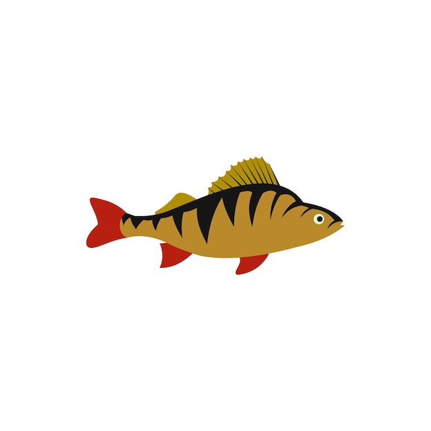 Perch fish icon in flat style on a white background