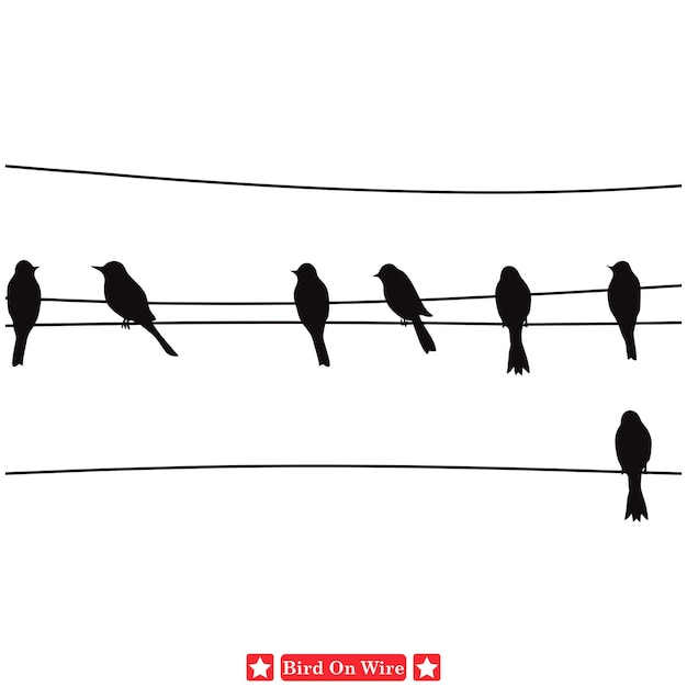 Perching Pretties Adorable Birds on Wire Silhouette Set