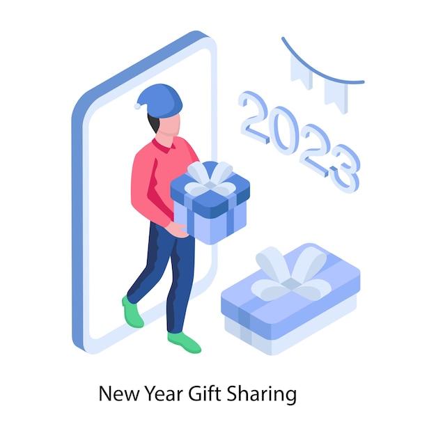 Perfect design illustration of new year gift sharing