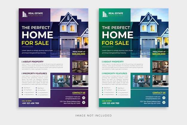 Perfect home for sale real estate flyer template set