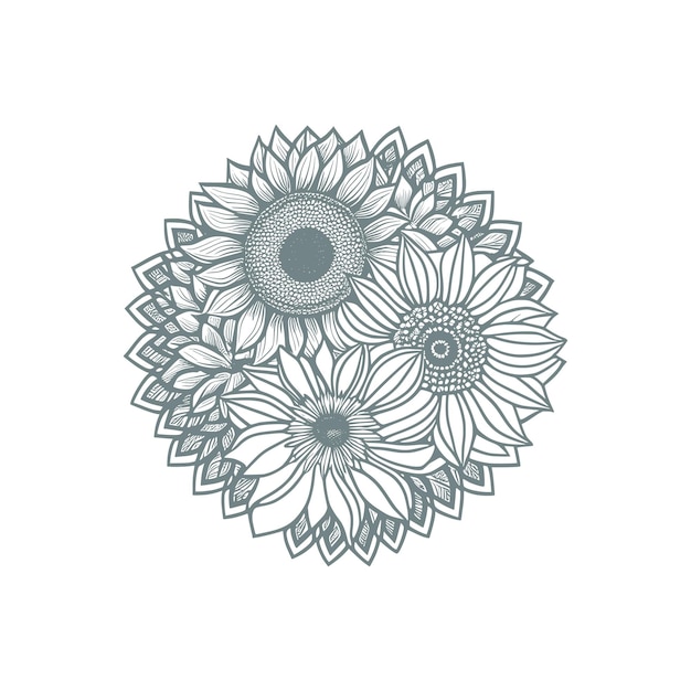 Vector perfectly flower crafted for coloring book pages for adults the intricate black and white lines