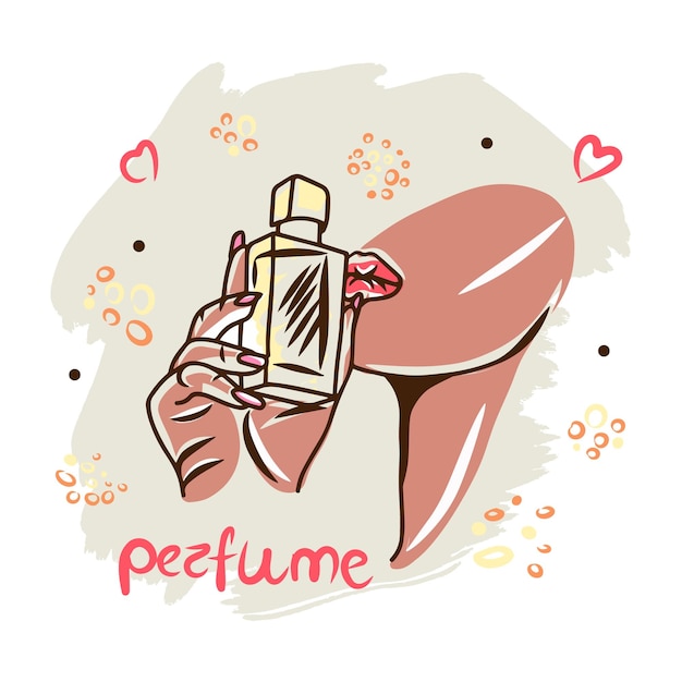 Perfume bottle perfume hand drawn cosmetic accessory scent doodle