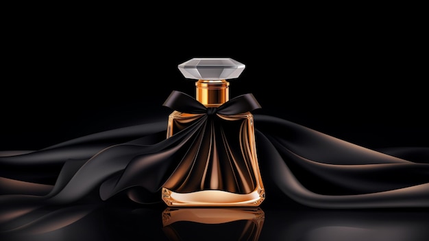 Vector a perfume bottle with a black and gold cover