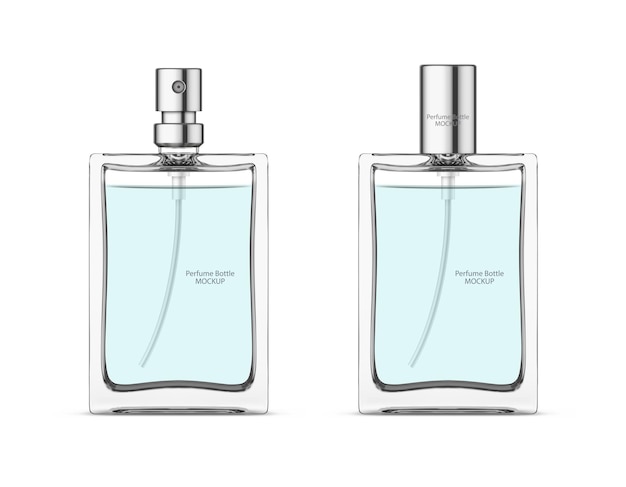 Perfume glass bottle mockup blank cosmetic bottles template package design realistic vector