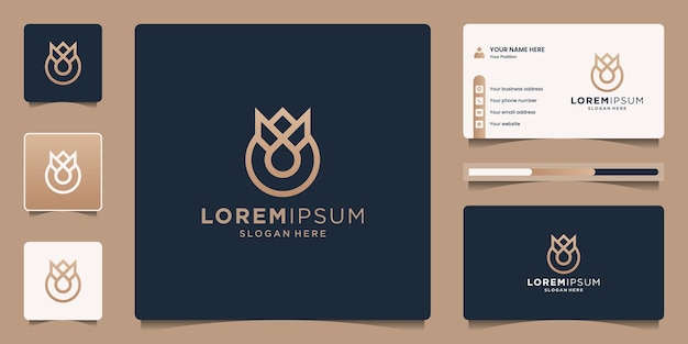 Perfume logo with crown and drop logo design with business card template