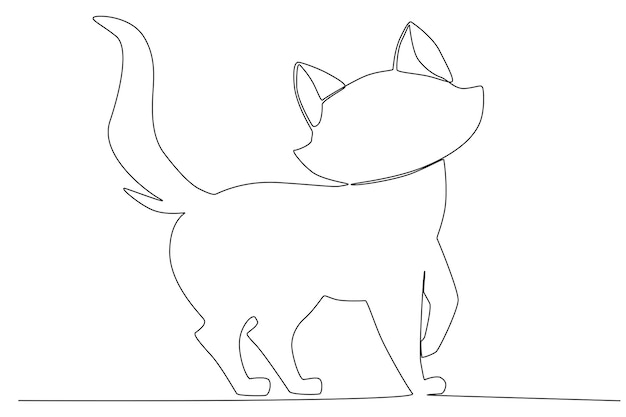 A Persian cat drawing one line art