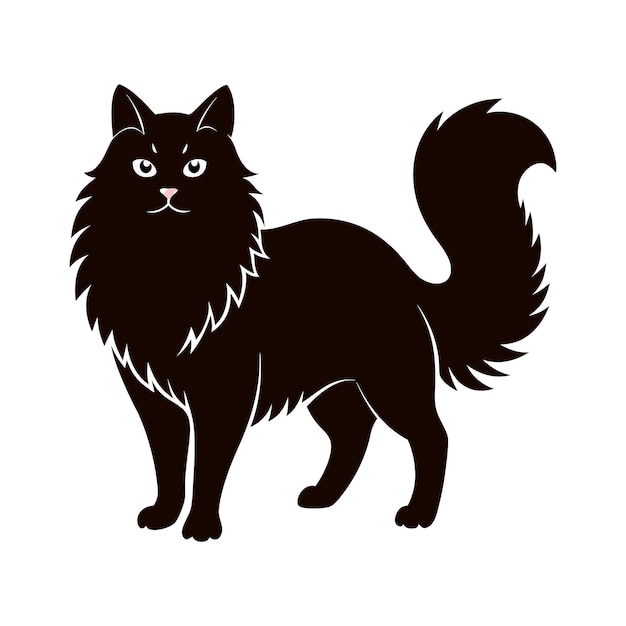 Persian Cat silhouettes and icons black flat color simple elegant Persian Cat animal vector