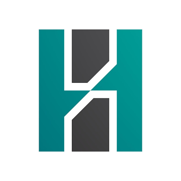 Persian Green and Black Letter H Icon with Vertical Rectangles