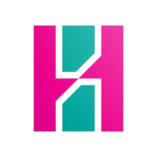 Persian Green and Magenta Letter H Icon with Vertical Rectangles