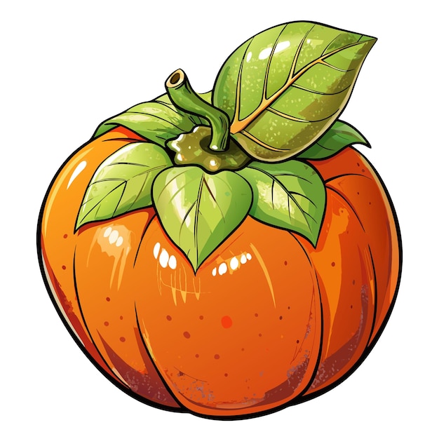 Persimmon Fruit cartoon vector Illustration flat style artwork concept