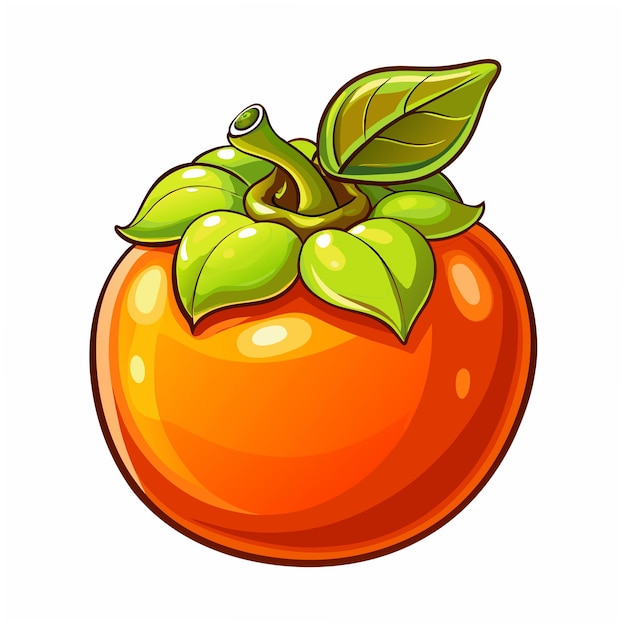 Persimmon Fruit cartoon vector Illustration flat style artwork concept