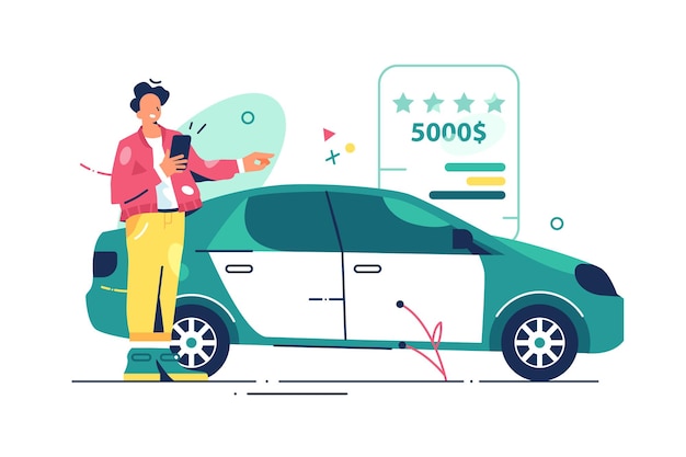 Person choose car in store illustration