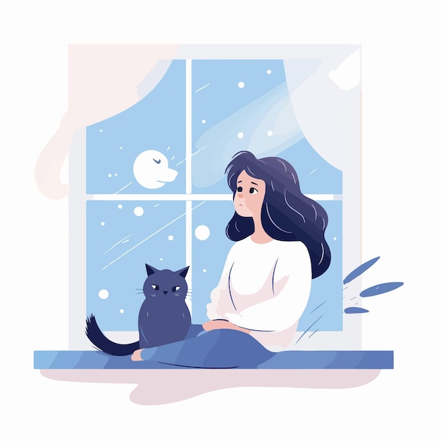 Person and Cute Cat Looking out of Open Window