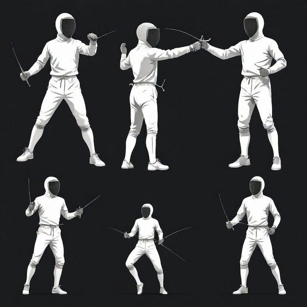 Vector person is fencing vector set white background isolated a high qua