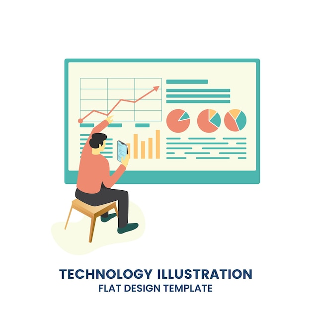 Person looking at diagrams and indicators on computer screen Concept of system data monitoring