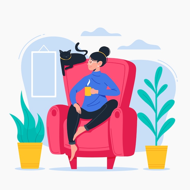 Vector person relaxing on a chair