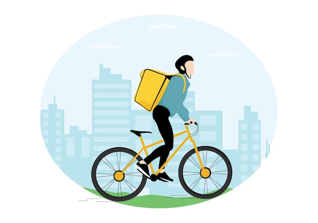 person riding a bicycle. delivery bicycle. vector illustration