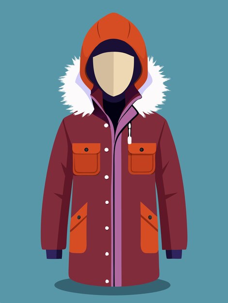 Vector a person wearing a jacket with fur collar and hood