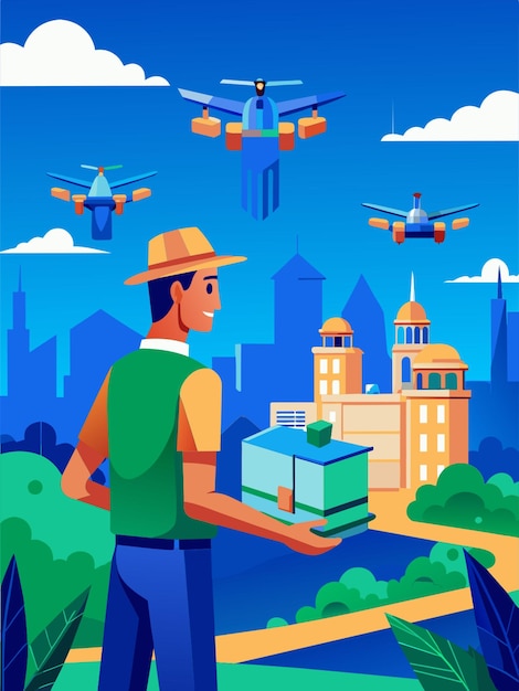 a person who is a drone seller vector illustration flat 2