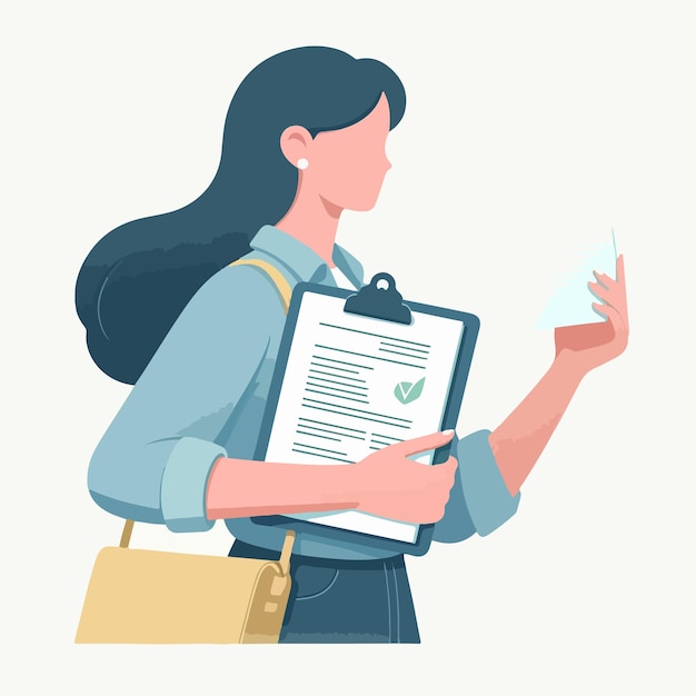 person with notepad simple and minimalist flat design style