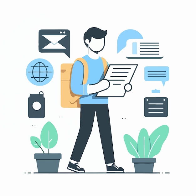 person with notepad simple and minimalist flat design style