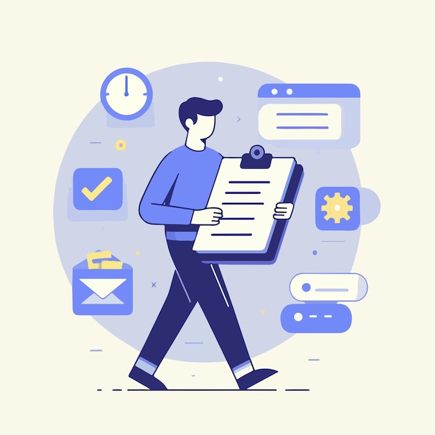 person with notepad simple and minimalist flat design style