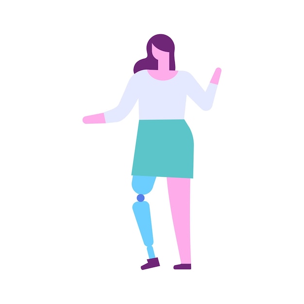 Person with prosthesis flat vector illustration