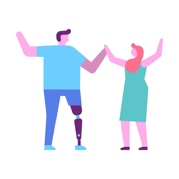 Person with prosthesis flat vector illustration