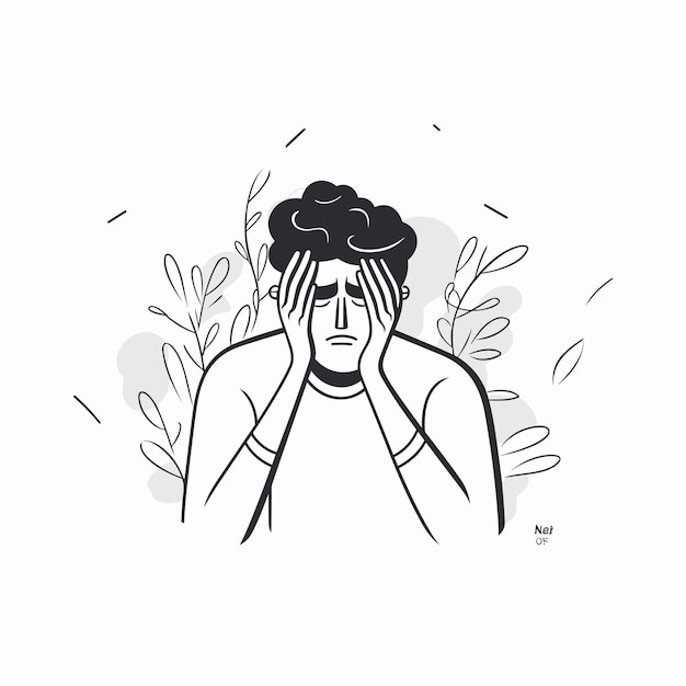 Person with a worried expression holding their head in their hands symbolizing their anxiety