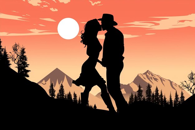 Vector person and woman silhouette of love