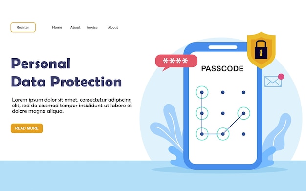 Personal data protection. design concept of web page for website and mobile website.