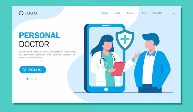 Personal doctor landing page website illustration 