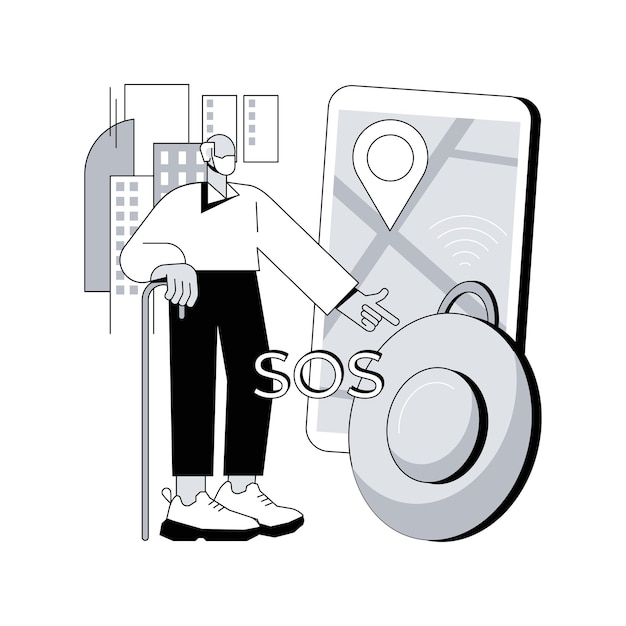 Personal emergency button abstract concept vector illustration