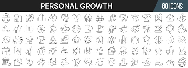 Personal growth line icons collection Big UI icon set in a flat design Thin outline icons pack Vector illustration EPS10