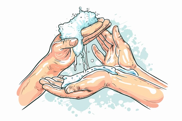 Vector personal hygiene hands washing vector illustration