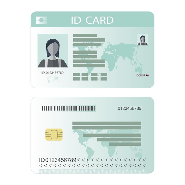 Personal identification card, ID card, identification card, identity verification.