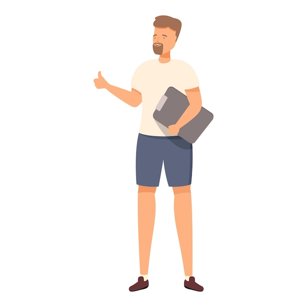 Vector personal trainer holding clipboard showing thumb up gesture