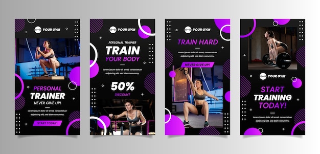 Personal trainer instagram stories template design