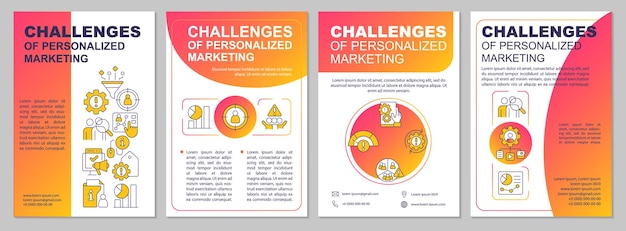 Personalized marketing challenges red gradient brochure template