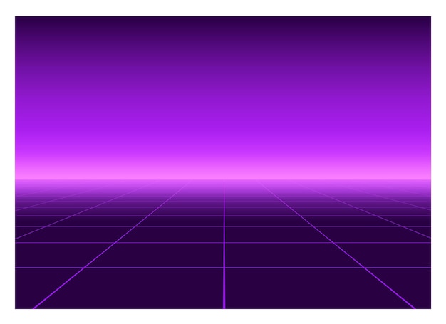 Perspective grid in Retro Futurism Style Abstract bright background in 80s Scifi style