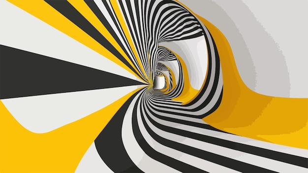 Vector perspective lines black and white 3d with yellow accent