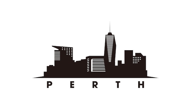 Perth skyline and landmarks silhouette vector