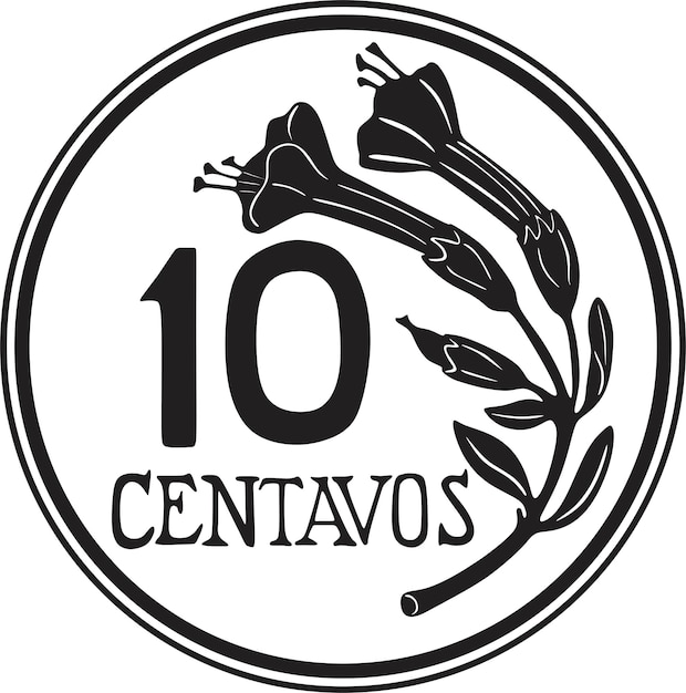 peru 10 cent coin black design vector handmade silhouette