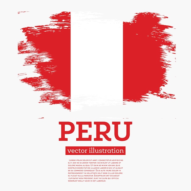 Peru Flag with Brush Strokes. Vector Illustration.