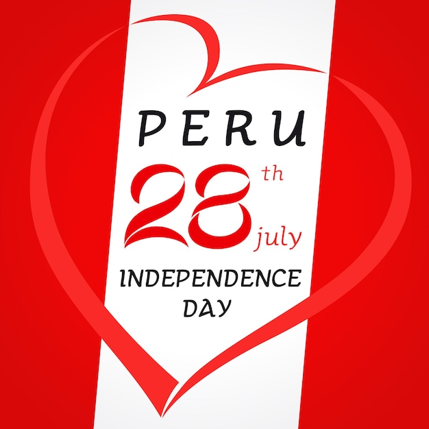 Peru heart logo greeting card design Happy Independence Day Peru poster T shirt elements