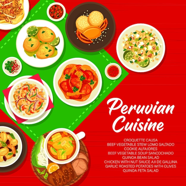 Peruvian cuisine menu cover page vector template