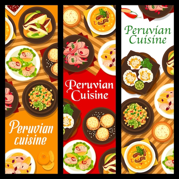 Peruvian cuisine restaurant meals vertical banners