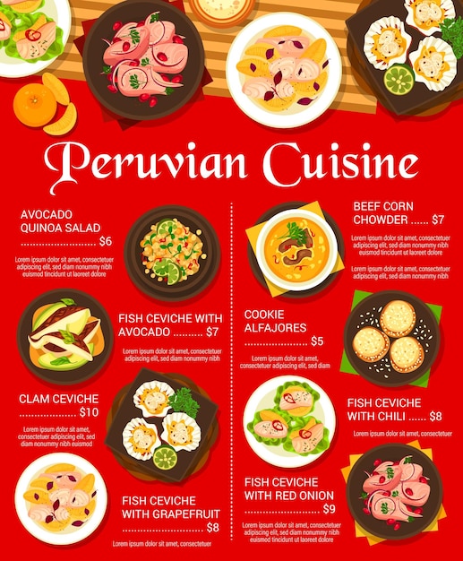 Peruvian cuisine restaurant menu page template