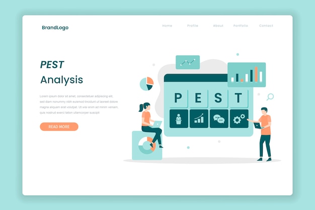 PEST Analysis landing page concept Illustration for websites landing pages