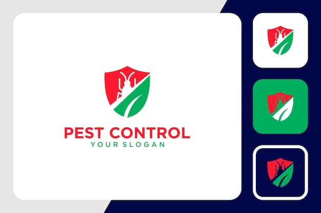 pest control logo design or pest with leaves and shield